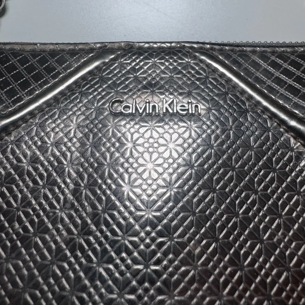 Calvin Klein Silver Metallic Embossed Bag